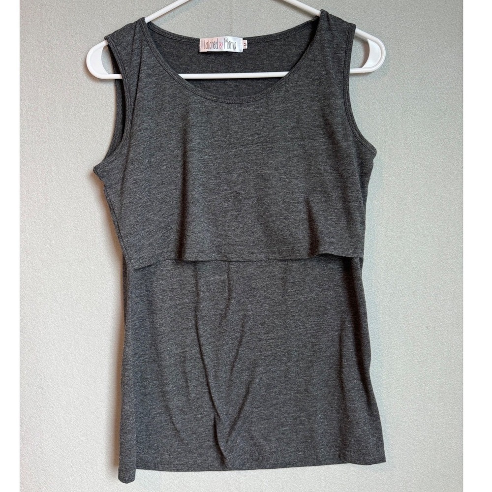 Latched Mama Breastfeeding Tunic Tank Top Women M Gray Nursing Cotton Blend